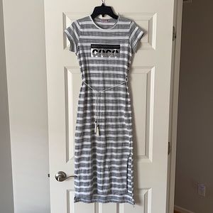 Dominik Collection Gray/White Casual Dress XS